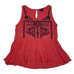 Rock & Roll Cowgirl Top Shirt Women M Western Embroidered Aztec Rayon Boho Flowy